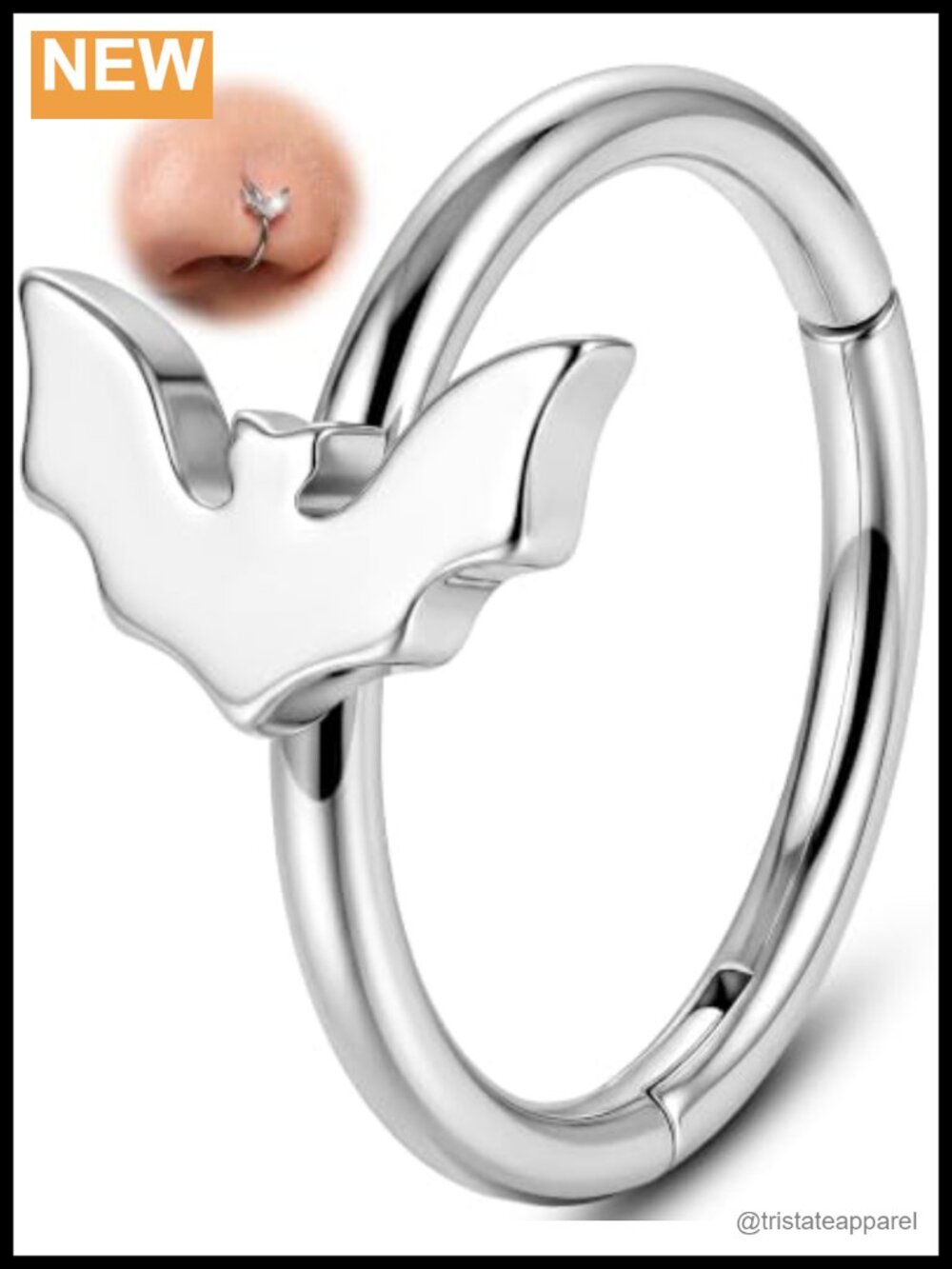 20G 316L Stainless Steel Bat Nose Ring Hinged Nose Hoop